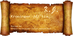 Kroninger Júlia névjegykártya
